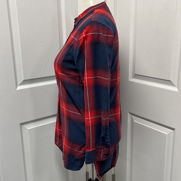 Gap Plaid Red White Blue Cotton Long Sleeve Shirt Small - Picture 5 of 10